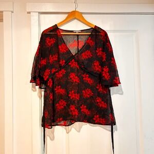 Apt 9 Y2K Babydoll Sheer Chiffon Top Women's XL Fairy Grunge Whimsigoth Romantic